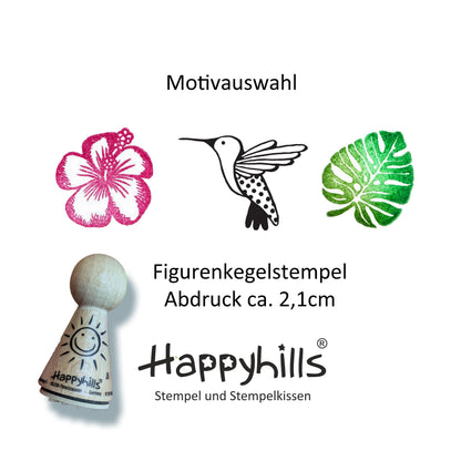 Kegelstempel Hibiskus, Kolibri und Monsterablatt Auswahl oder Set