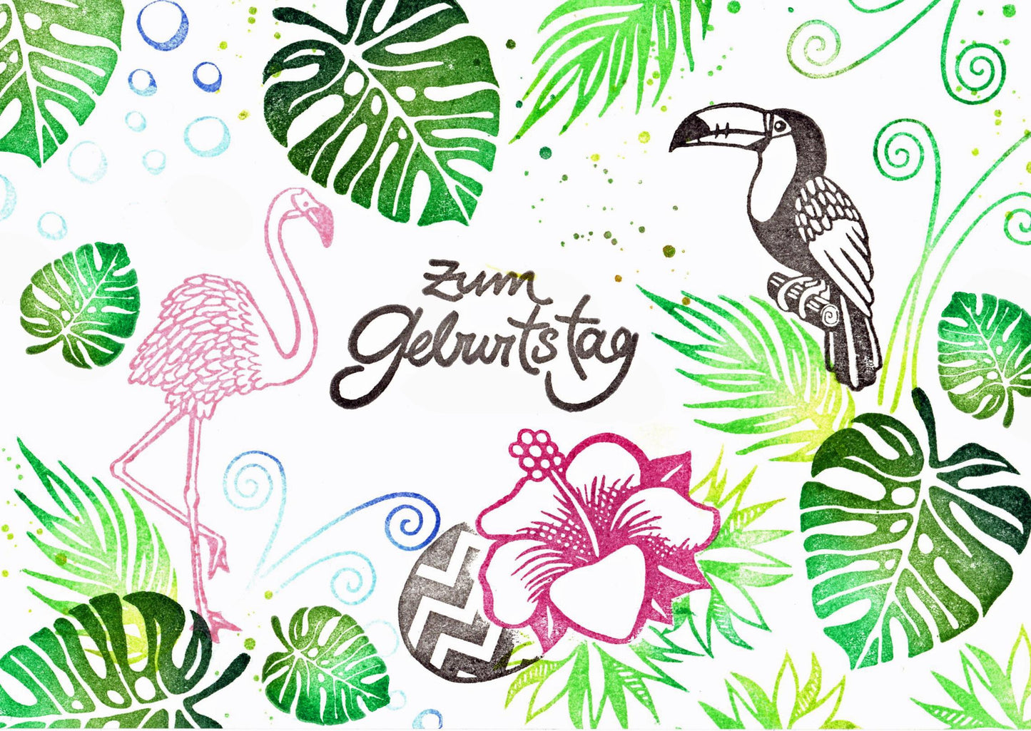 Kegelstempel Hibiskus, Kolibri und Monsterablatt Auswahl oder Set
