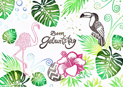Kegelstempel Hibiskus, Kolibri und Monsterablatt Auswahl oder Set