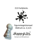 Kegelstempel Klecks, Herz strahlt und Farbspritzer, Auswahl oder Set
