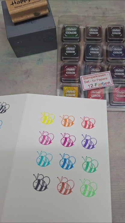 Stieber COLOR 12er Set Mini-Stempelkissen mit 12 leuchtenden Farben