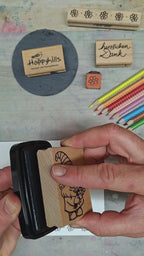 Stempel Wichtel mit Blumenstrauß